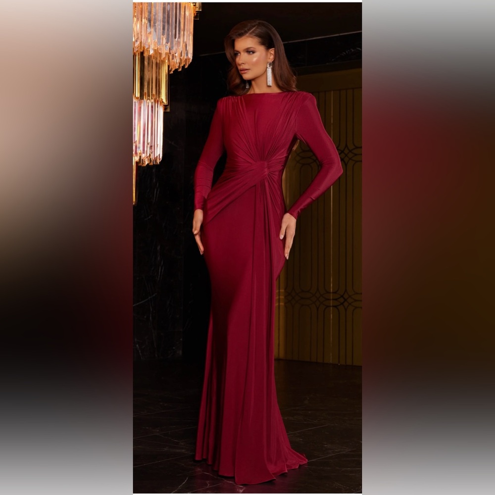 Abyss By Abby Rosewood Elegant Burgundy Evening Gown